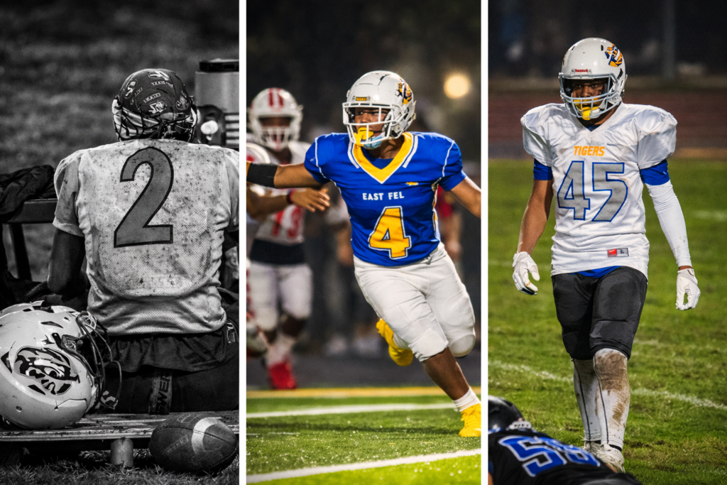 high school football in action